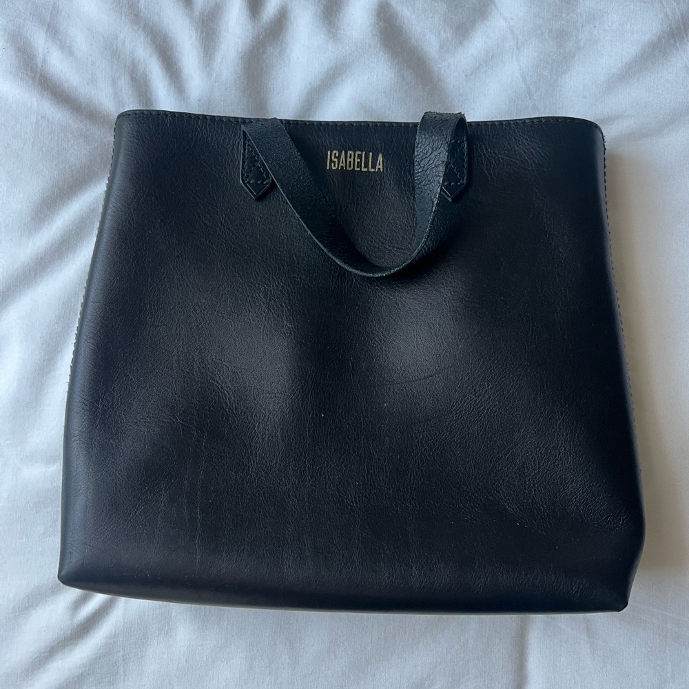 Madewell leather bag with custom ‘Isabella’ embossed
